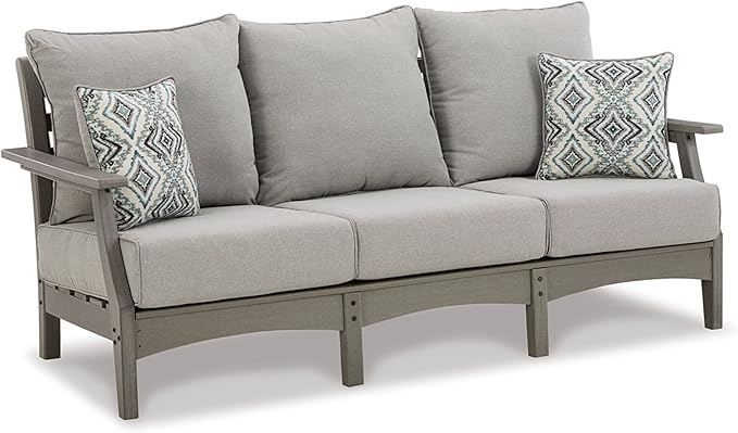 Visola Outdoor HDPE Patio Sofa with Cushion, Gray