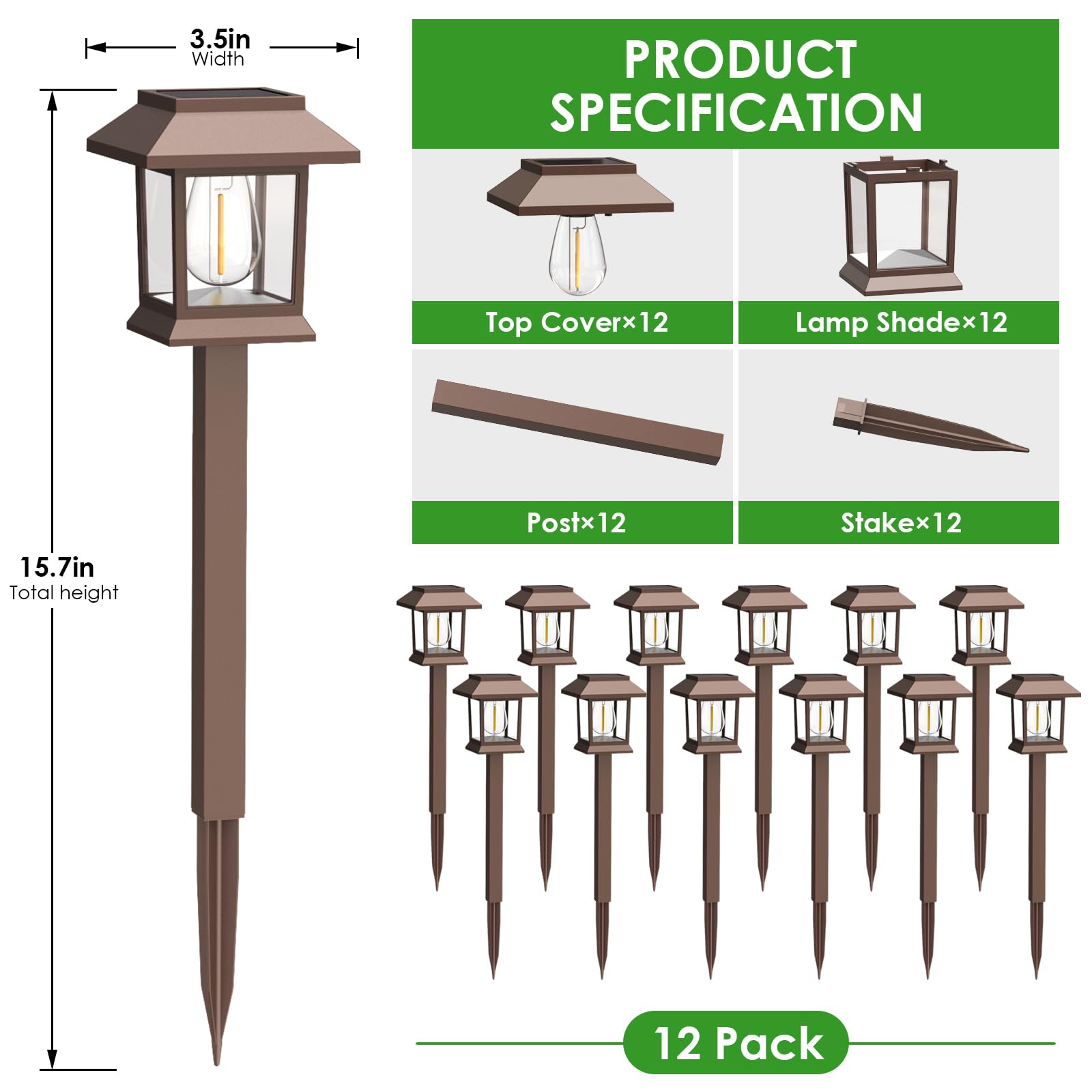 Solar Pathway Lights Outdoor, 12 Pack Upgraded LED Waterproof Solar