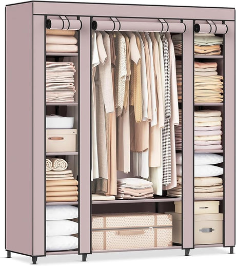 Closet Wardrobe, Portable Closet for Bedroom, Clothes Rail with Non-Woven Fabric Cover