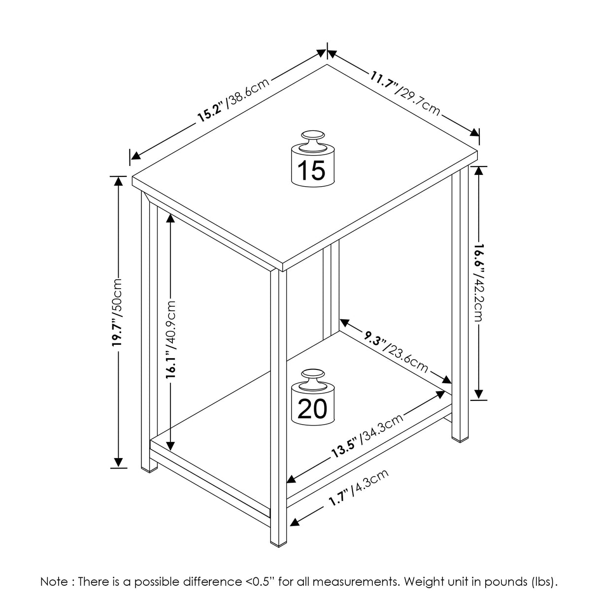 Simplistic Metal Frame End Table, 1-Pack, Espresso