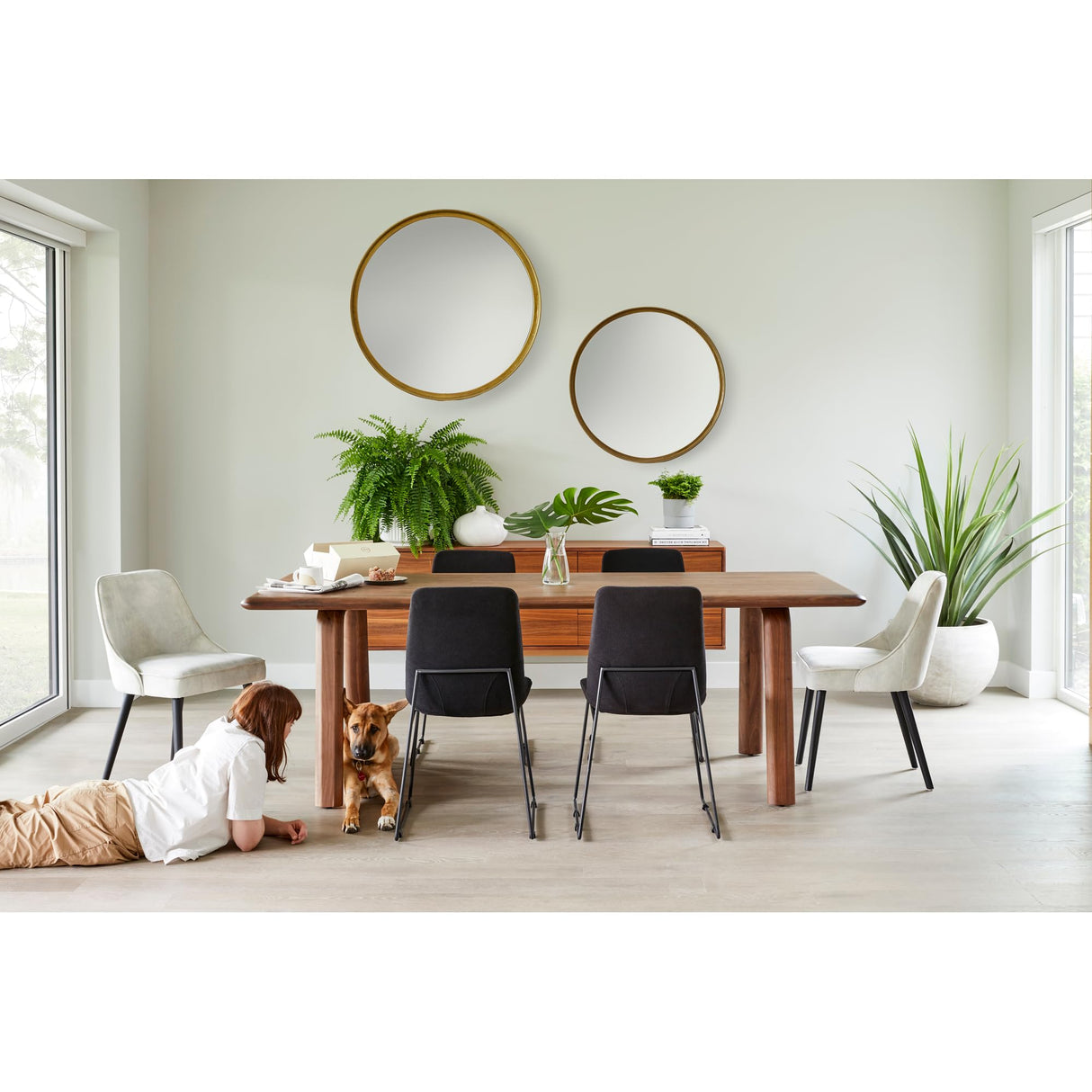 Delphina, Round Accent Mirror Antique Brass Finish