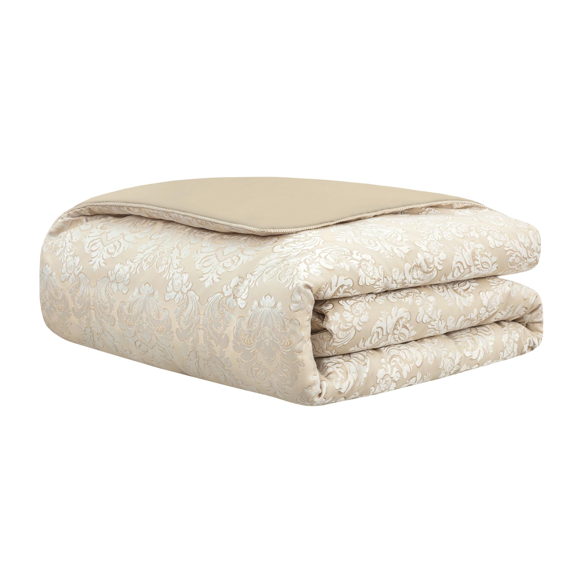 9-Piece Damask Comforter Set - Jacquard Medallion Floral Bedding Queen