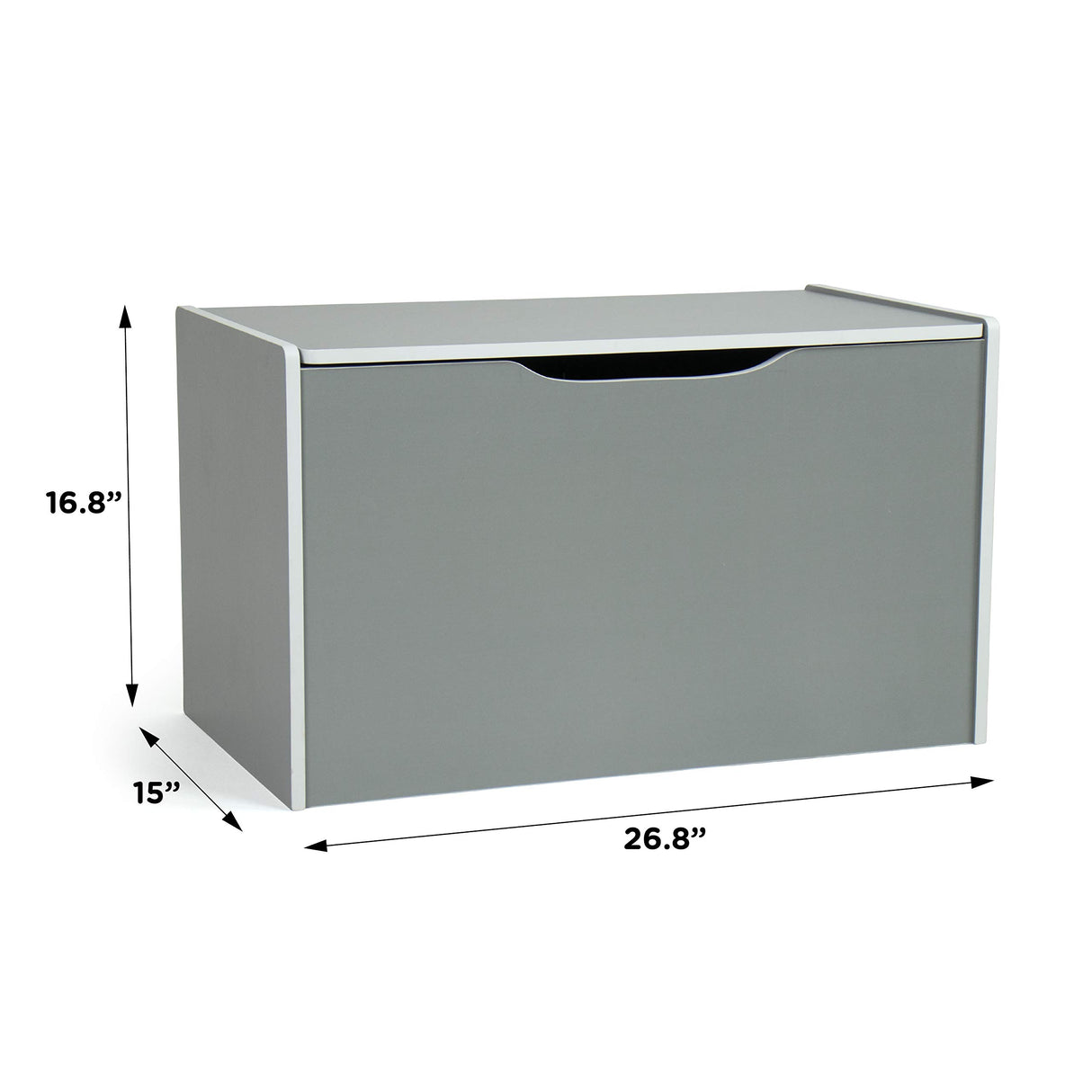 Toy Box with Hinged Lid, Grey/White