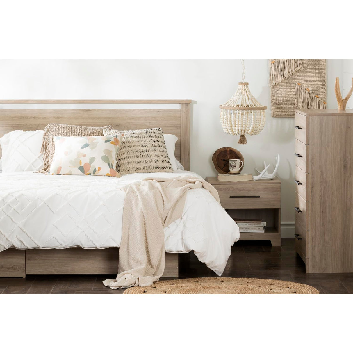 South Shore Primo 5-Drawer Dresser, Rustic Oak with Nickel Finish Handles
