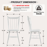 White Windsor Dining Chairs Set of 6 - Solid Wood Spindle Back