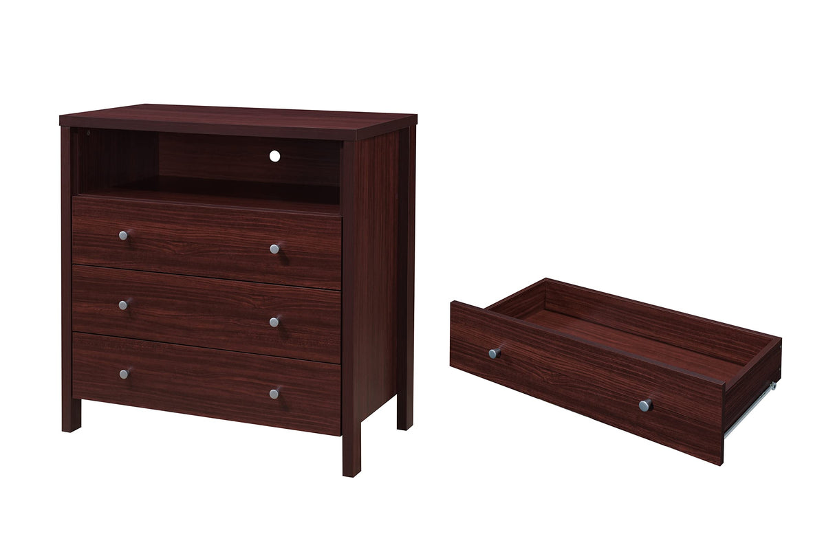 3-Drawer 1-Open Shelf Dresser, Mahogany