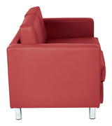 Pacific Loveseat with Padded Box Spring Seats and Silver Finish Legs
