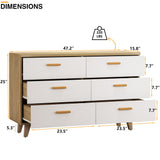 6 Drawer Dressers, Long White Dresser for Bedroom, Wood Dresser & Chests of Drawers