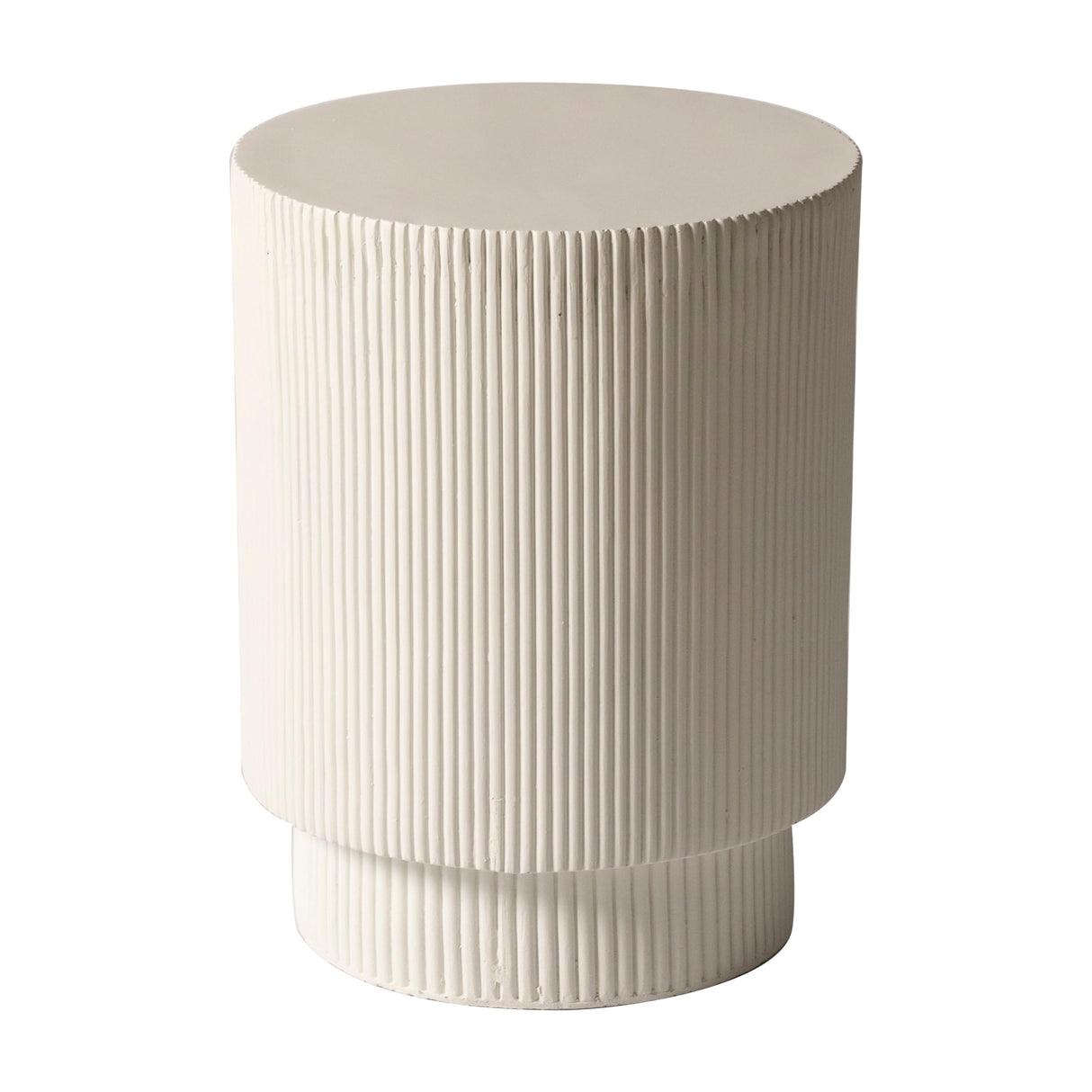 LeisureMod Modern Side Table Round Fiberstone Top Accent End Table for Home, Outdoor Patio, Living Room Sofa, Weather - Resistant, Eden Series in White - Bircata