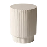 LeisureMod Modern Side Table Round Fiberstone Top Accent End Table for Home, Outdoor Patio, Living Room Sofa, Weather - Resistant, Eden Series in White - Bircata
