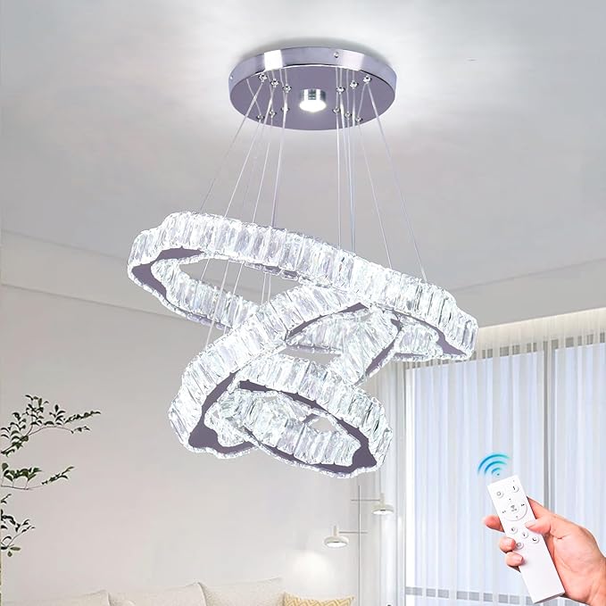 Modern Crystal Chandeliers 3 Rings Round LED Chandelier Fixtures DIY Pendant Lighting