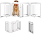 Folding Pet Gate 144" Wide, 30" Tall No-Assembly Wooden Dog Gate