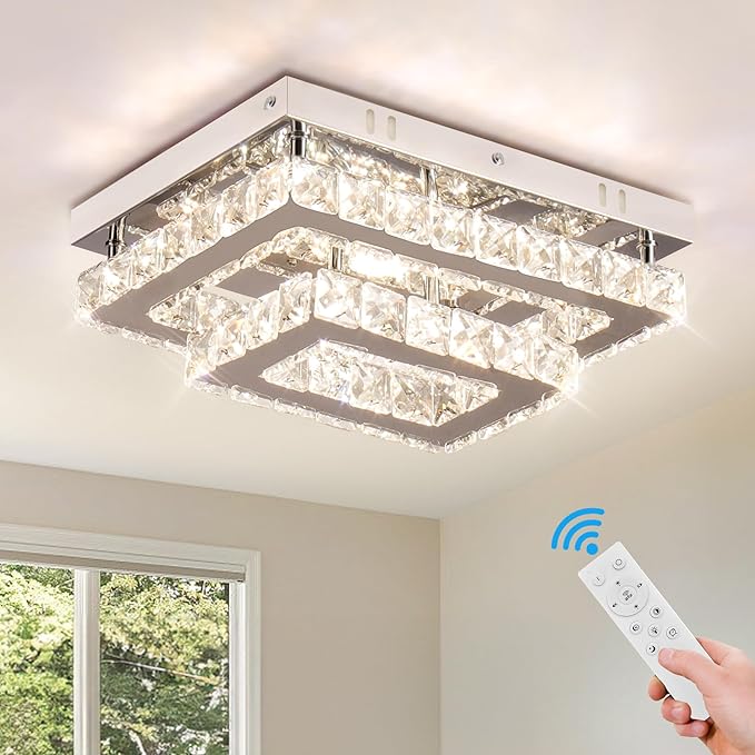 LED Crystal Ceiling Light Modern Flush Mount Rectangular Ceiling