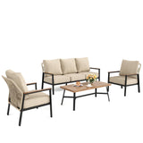 Patio Furniture Set, 2 x High Back Cushioned Leg Chair, 1 x 3-Seat Sofa