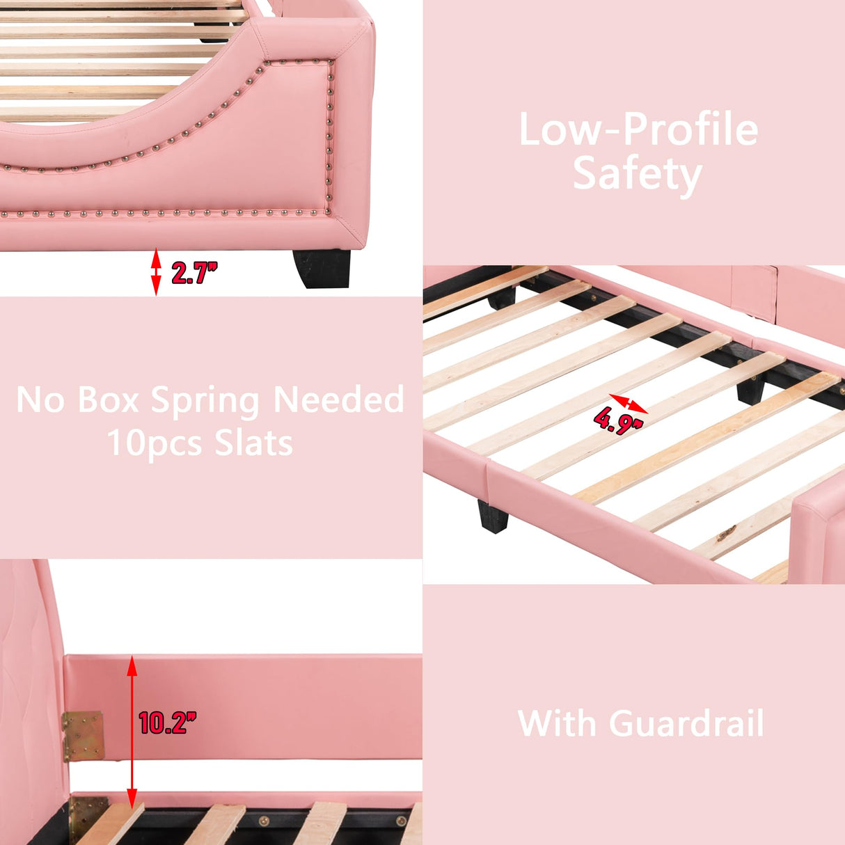 Frame with Headboard and Footboard, Kids Day Bed/Girls Bed Twin Size, Twin Size Daybed