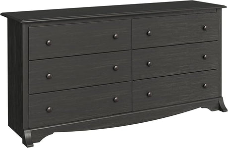 Sonoma Bedroom Furniture: Black Double Dresser for Bedroom, 6-Drawer Wide Chest of Drawers