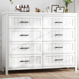 Farmhouse Dresser 8 Drawer Dresser for Bedroom, Large Wooden Dressers Double Grey