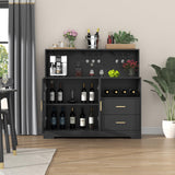 Wine Bar Cabinet with LED Light, Home Coffee Cabinet with Wine and Glass Rack