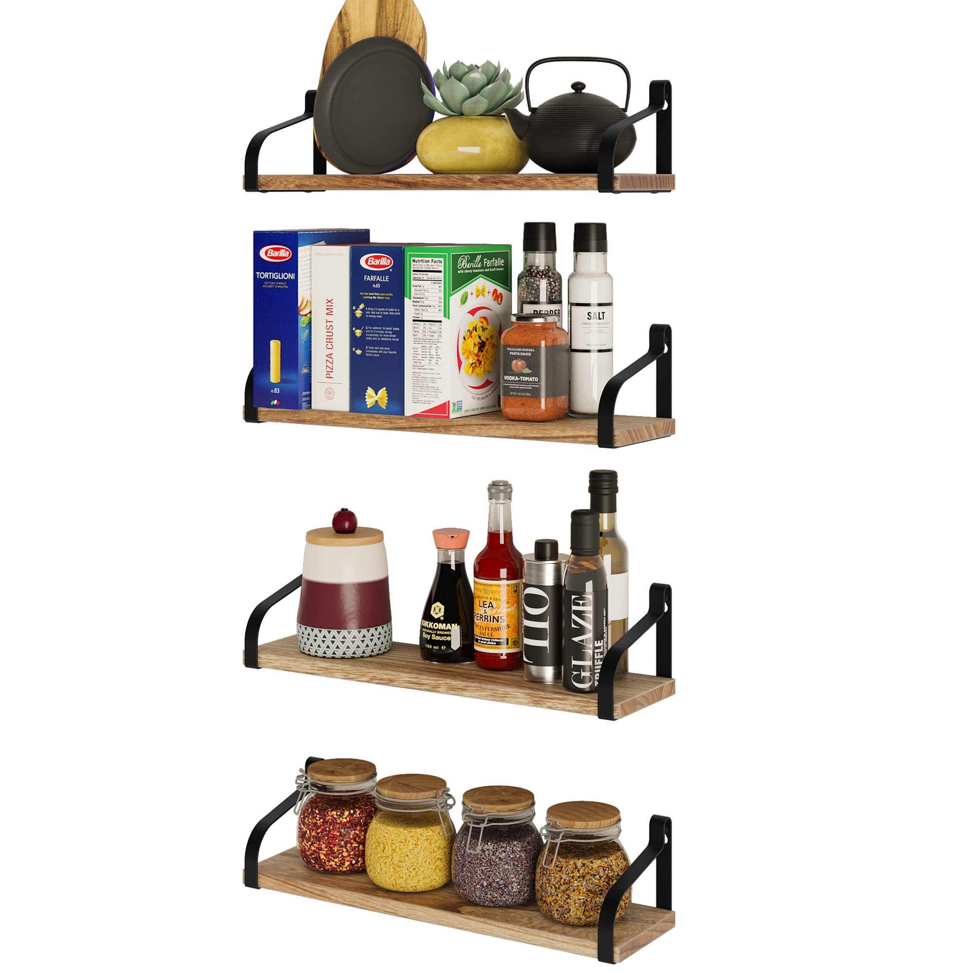 17"x 4.5" Prato Floating Shelf for Kitchen, Wall Bookshelf
