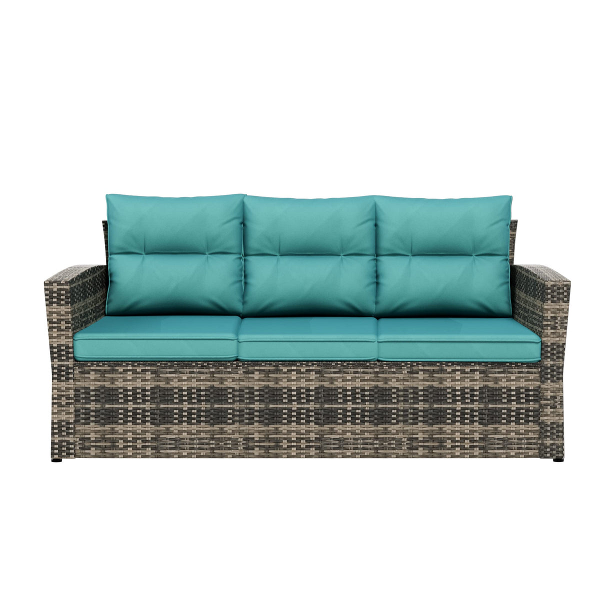 6-Piece Outdoor Furniture Conversation Sofa Set PE Rattan Wicker