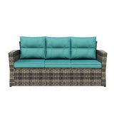6-Piece Outdoor Furniture Conversation Sofa Set PE Rattan Wicker