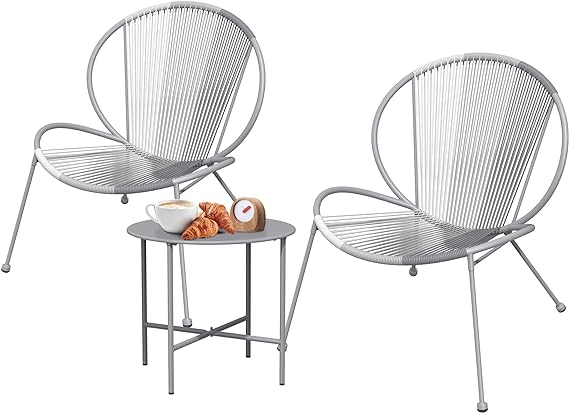 3-Piece Outdoor Acapulco Chair Set Patio Conversation Low Seat Bistro Sets