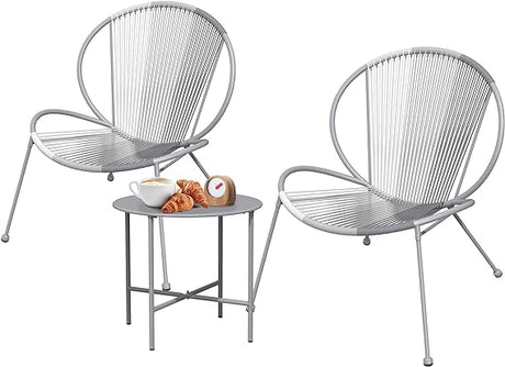 3-Piece Outdoor Acapulco Chair Set Patio Conversation Low Seat Bistro Sets