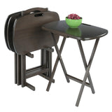 Wood Dylan 5-Piece Snack Table Set - Stylish Folding Tables, Durable X-Frame Base