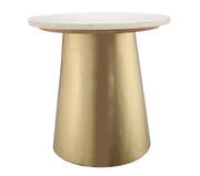 Bleeker Modern Marble Side Table, 20", Gold, White