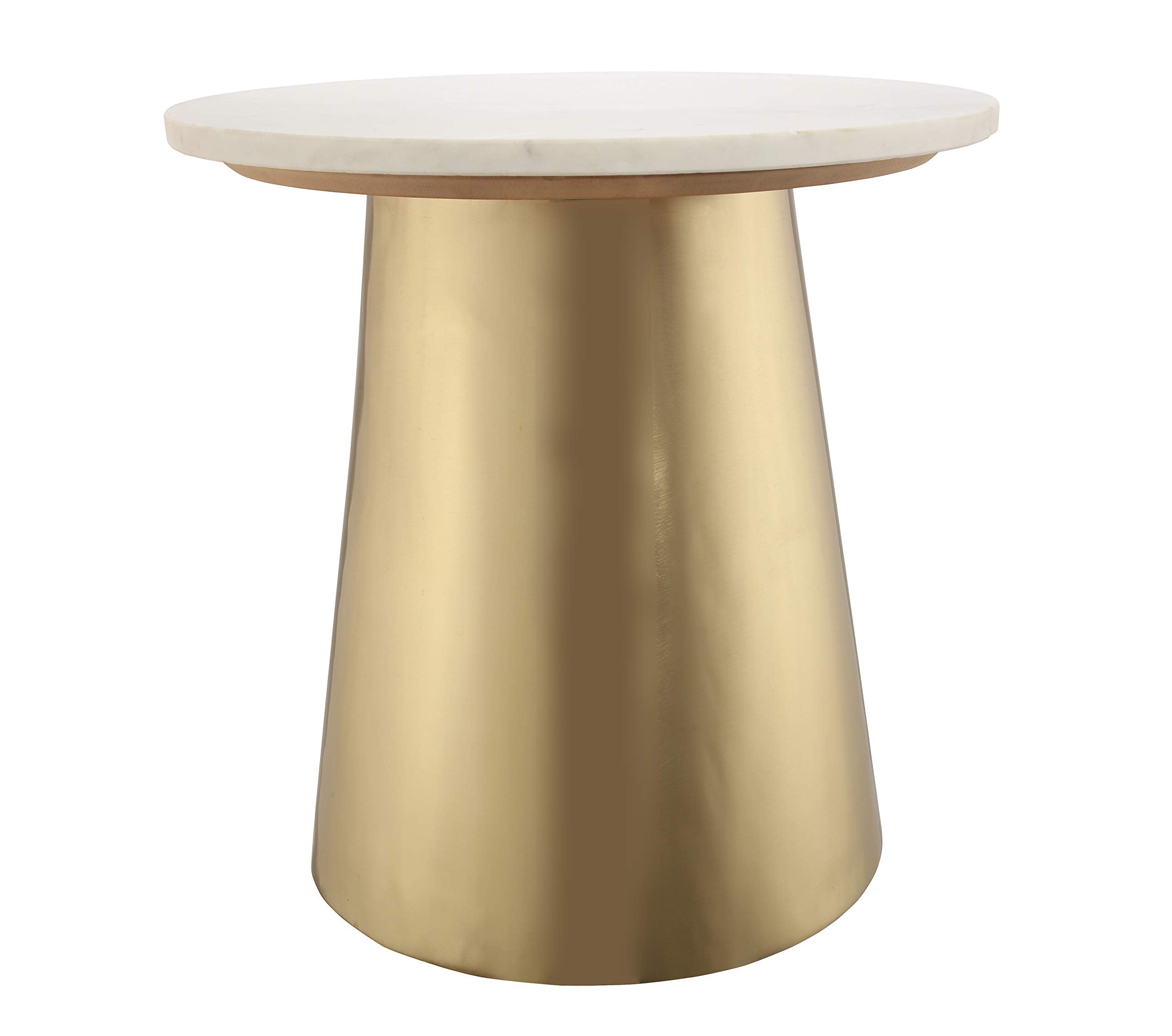 Bleeker Modern Marble Side Table, 20", Gold, White