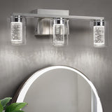 Brushed Nickel 6-Light Vanity Fixtures, Crystal Bubble Glass LED Sconces - Dimmable 3-Color (White/Neutral/Warm) for Bathroom, Hallway, Living Room