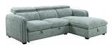 Zavala Chenille Adjustable Headrest Sectional Sofa in Light Green