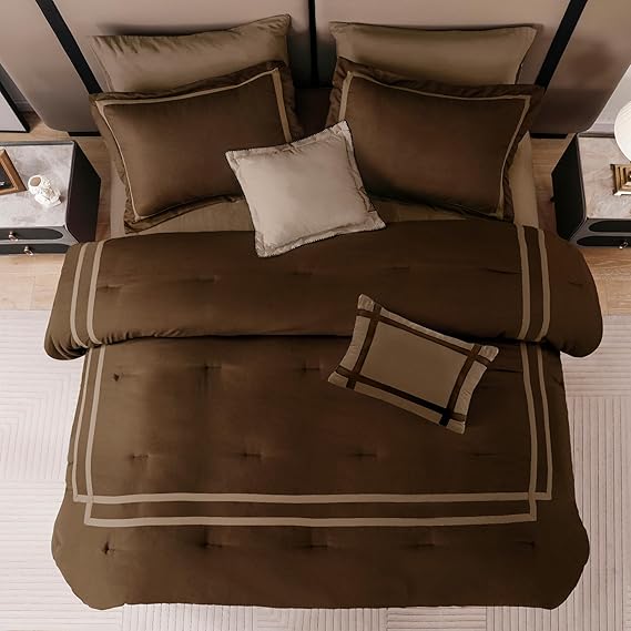 White Comforter Set Queen 8-Piece Hydro-Brushed Luxury Bedding