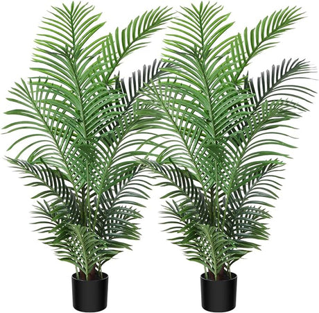 Fopamtri Fake Majesty Palm Plant 3 Feet Artificial Majestic Palm Faux Ravenea Rivularis in Pot for Indoor