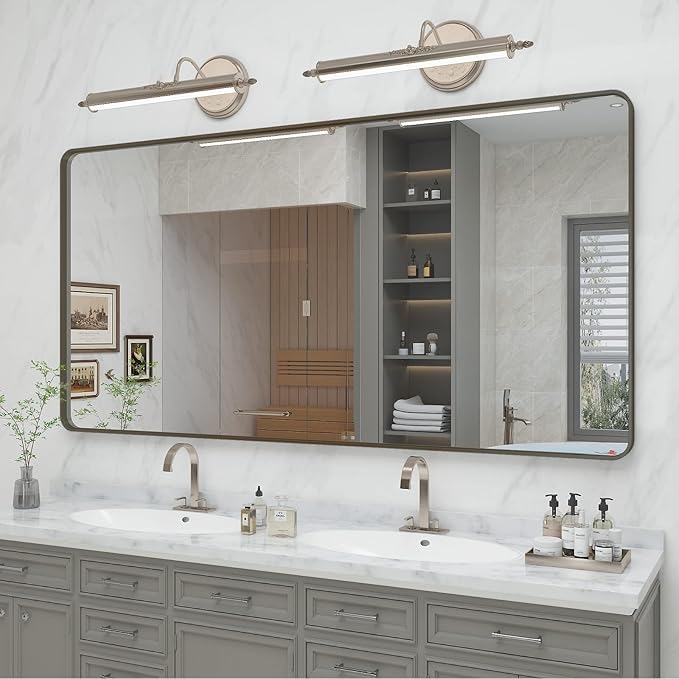 Black Bathroom Mirror, Modern Rectangle Metal Framed Mirrors