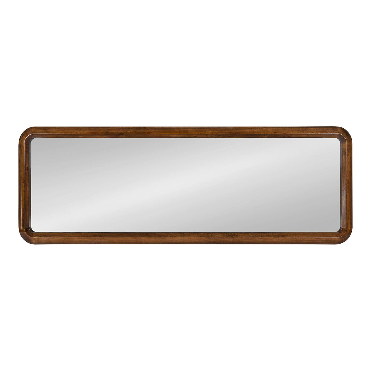 Pao Mid-Century Panel Wood Framed Wall Mirror, 16 x 48, Walnut Brown