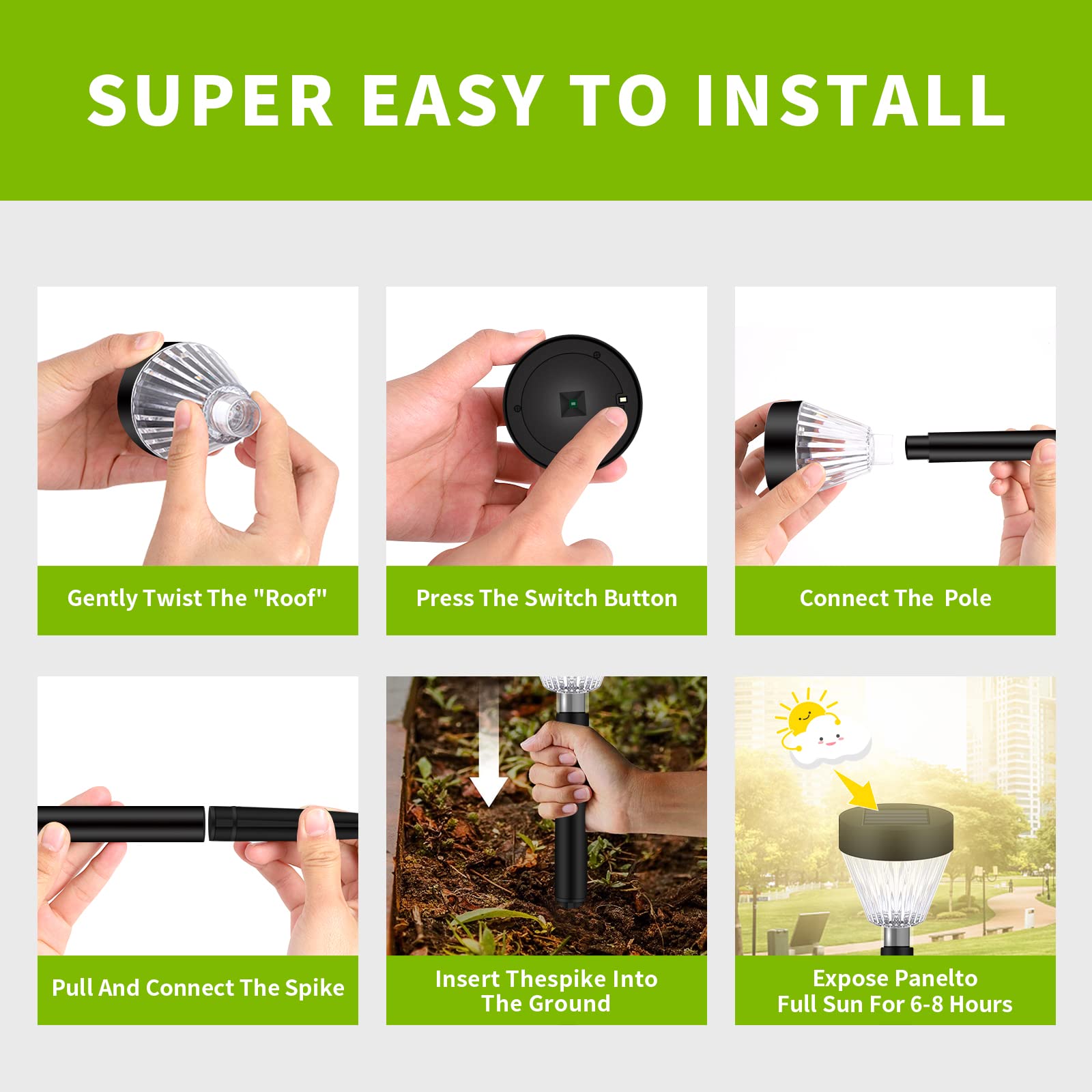 Solar Pathway Lights Waterproof: 8Pack Solar Lights Outdoor Garden Lights Auto On/Off