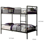 Metal Twin Size Bunk Bed with Attached Ladder, Black,