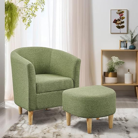 Modern Accent Chair, Upholstered Arm Chair Linen Fabric Single Sofa Chair