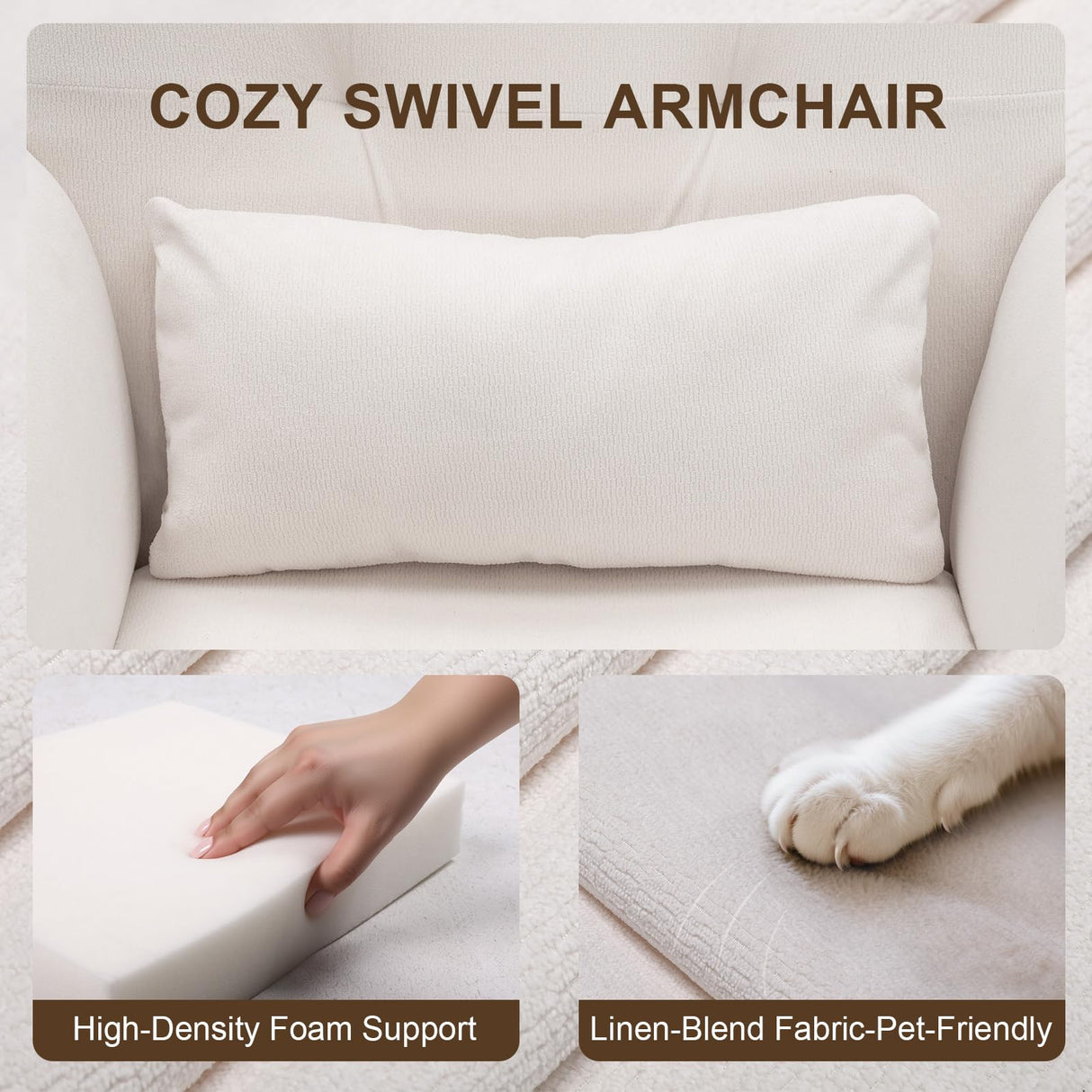 High Back Fabric Office Chair - Cross-Legged Desk Chair with Armrests