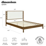 Queen Size Solid Wood Bed Frame with Upholstered Boucle Headboard