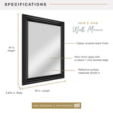 Wall Mirror, 28 by 34-Inch, Brushed Black