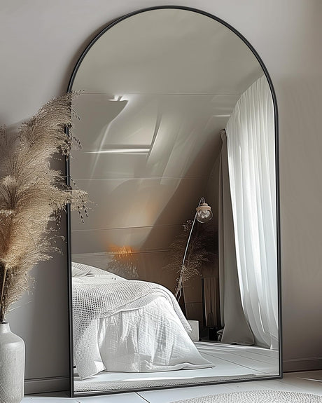 Full Length Mirror, 44"x76" Oversized Floor Mirror, Arched Full Body Mirror