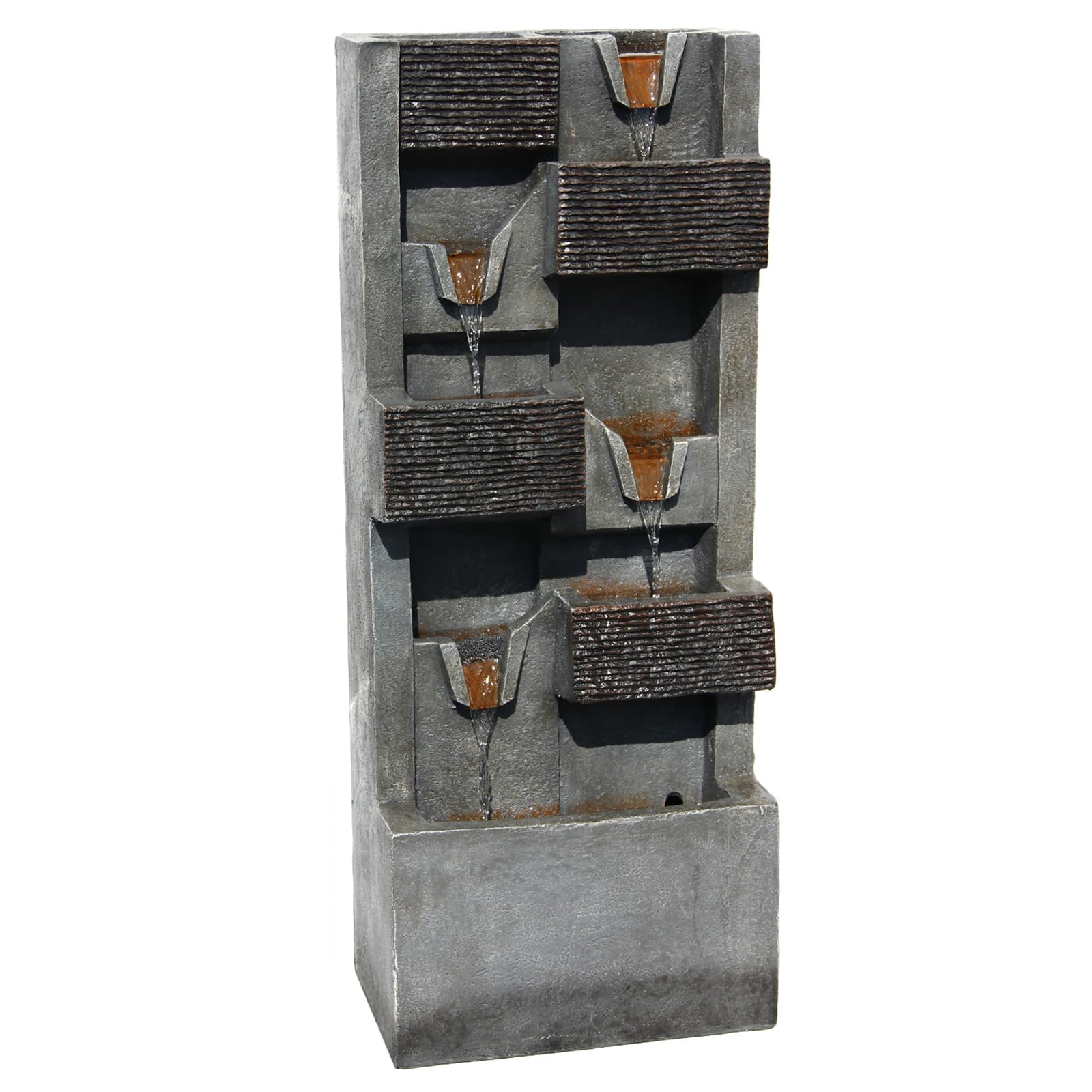 39.96''H Garden Water Fountains Outdoor 5 Tiers Rock Indoor Waterfall Fountain