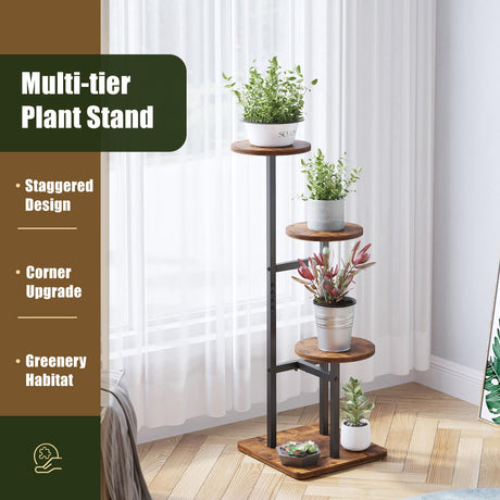 VonDream 3 Tier Plant Stand Indoor, Tiered Plant Stands for Indoor Plants Multiple, Corner Flower Stand for Living Room, Multi-Layer Vintage Design Plant Shelf