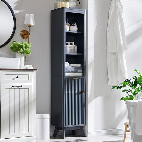 68" Tall Bathroom Narrow Storage Cabinet with Adjustable Shelf