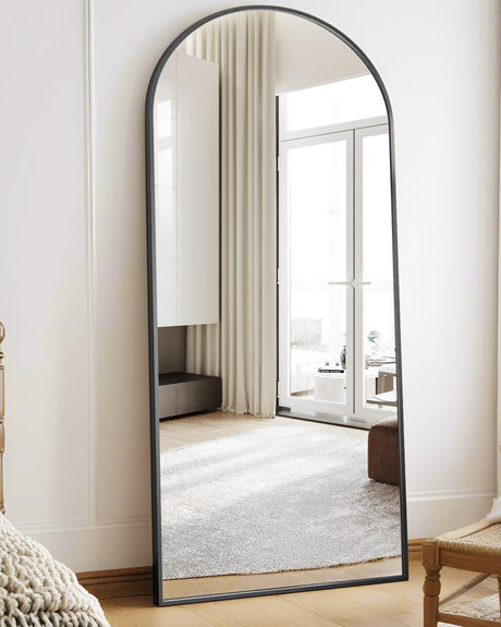 71"x26" Arched Full-Length Mirror with Explosion-Proof HD Glass – Oversized Floor or Wall-Mounted Full