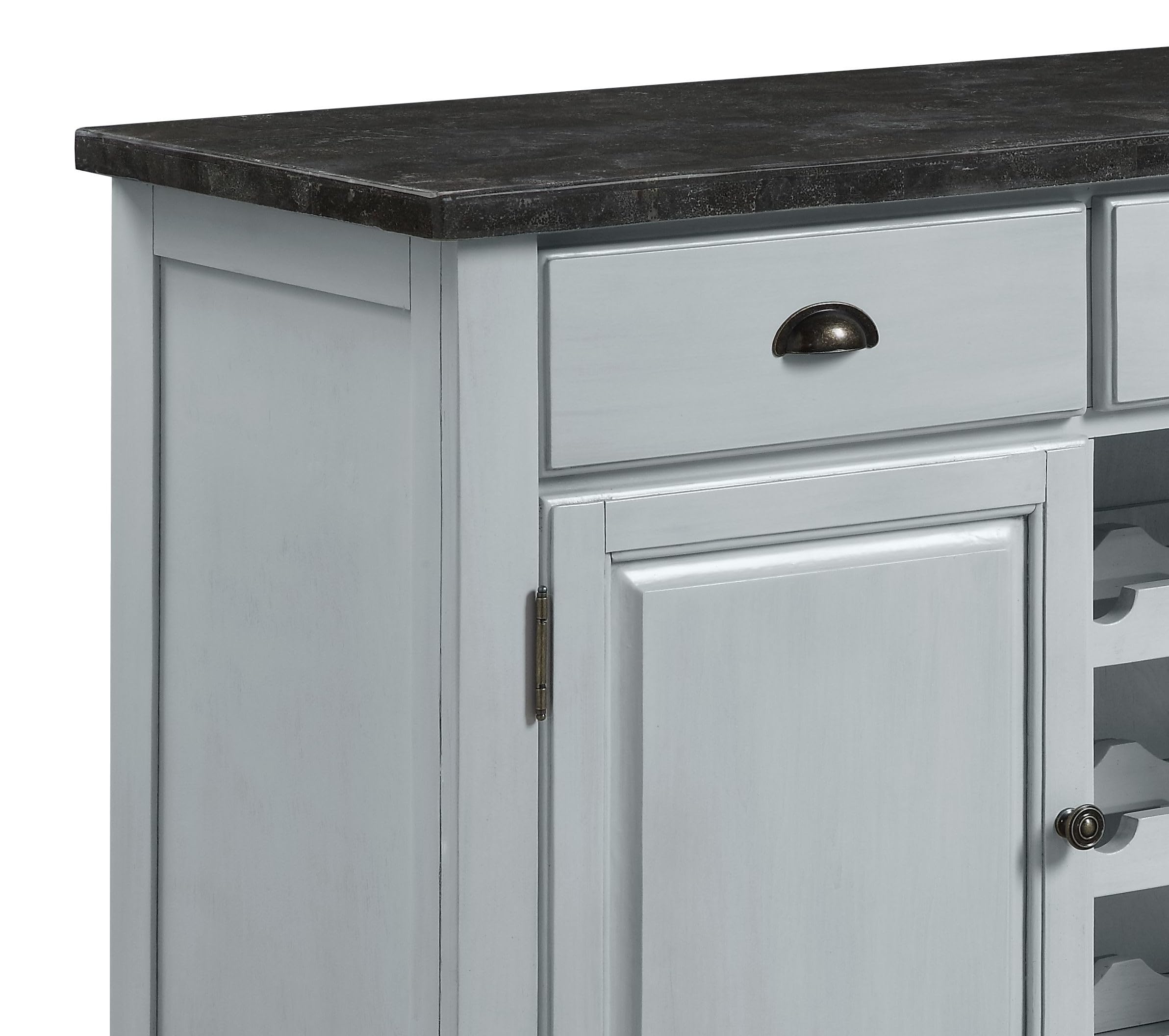 Lanton Server in Marble & Antique White Finish