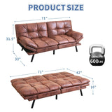 Futon Sofa Bed Futon Couch Leather Futon Memory Foam Futon Couch, Faux Leather Futon Couch Modern