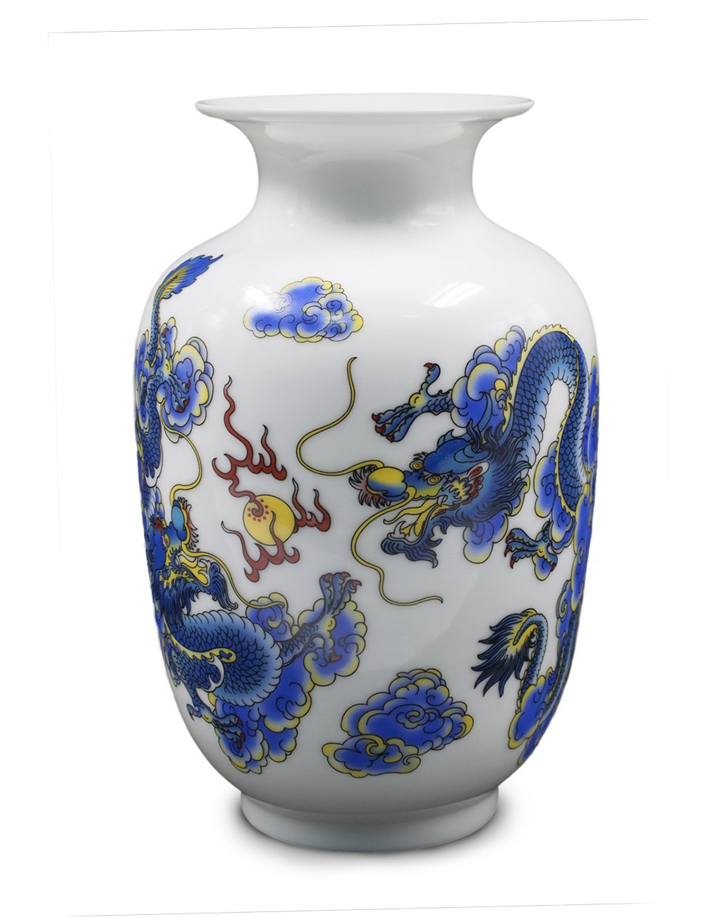 Blue and White Vase, Handmade Chinese Porcelain Flower Vase, Dragon Motif